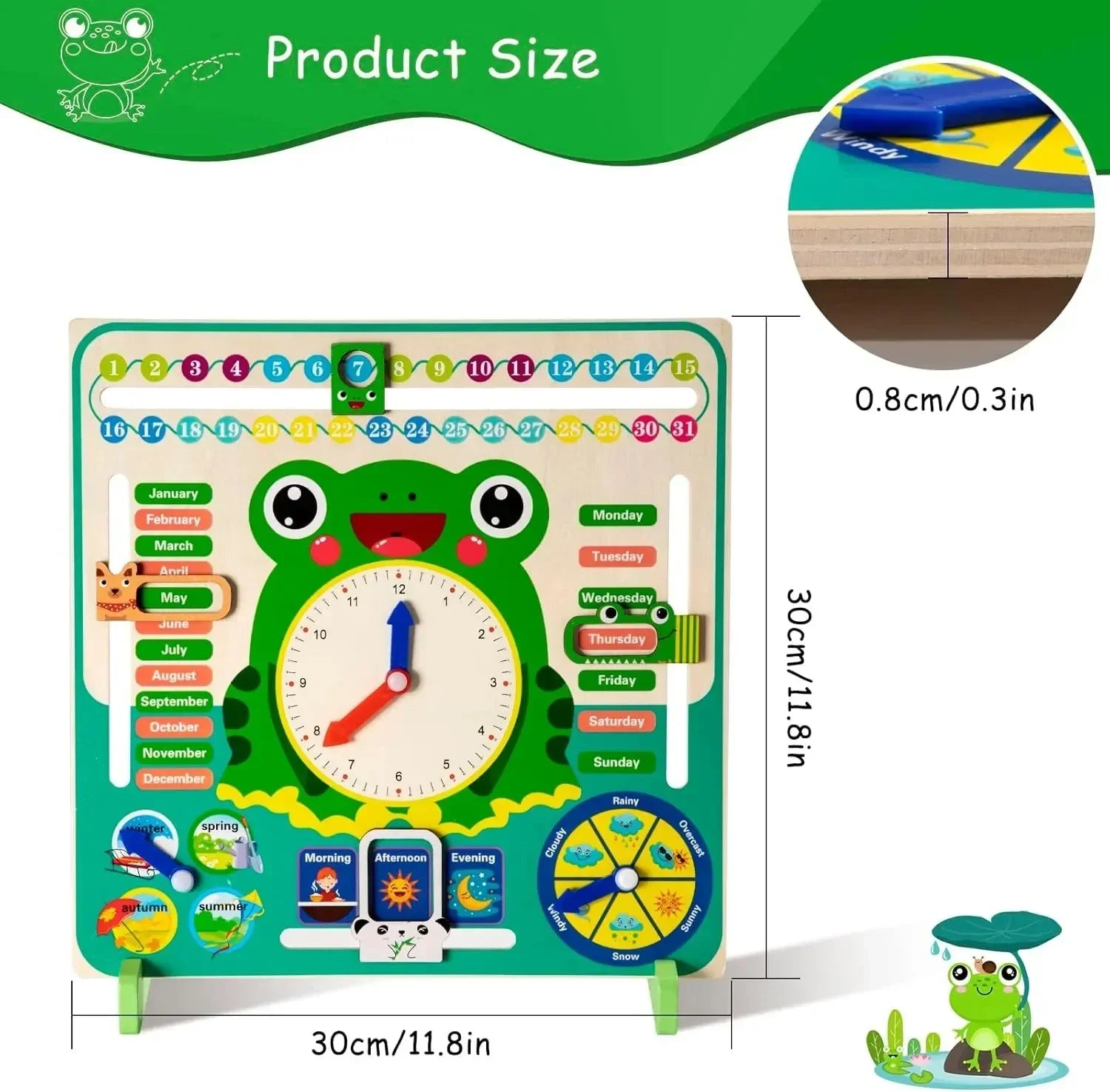Frog Multifunctional 7-in-1 Calendar Clock - KawaiWorld