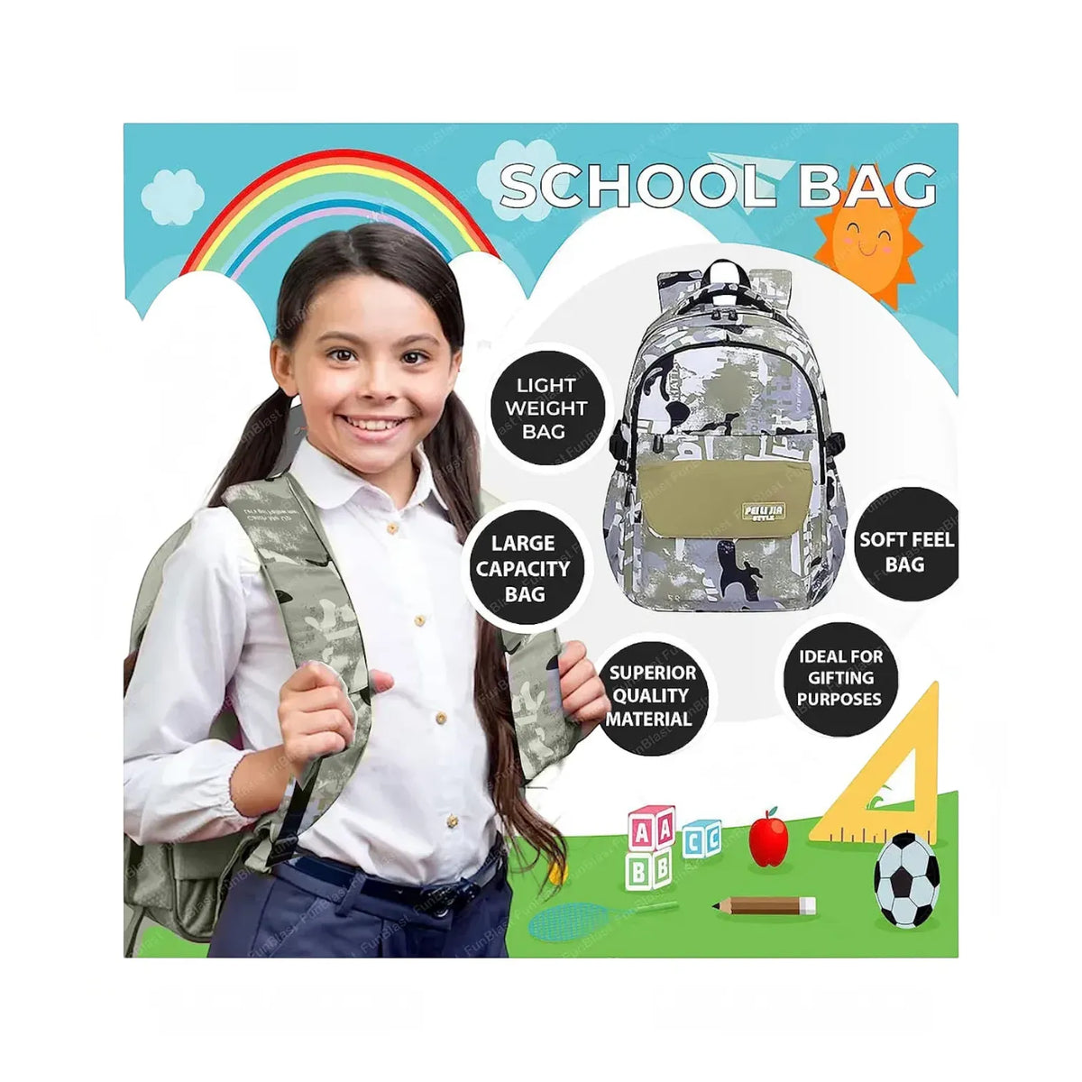 Fun Blast 18 inch Multipurpose Large Capacity School Backpack