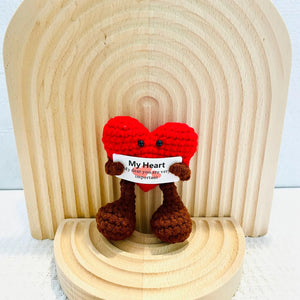 Handmade Positive Crochet Heart Keychain