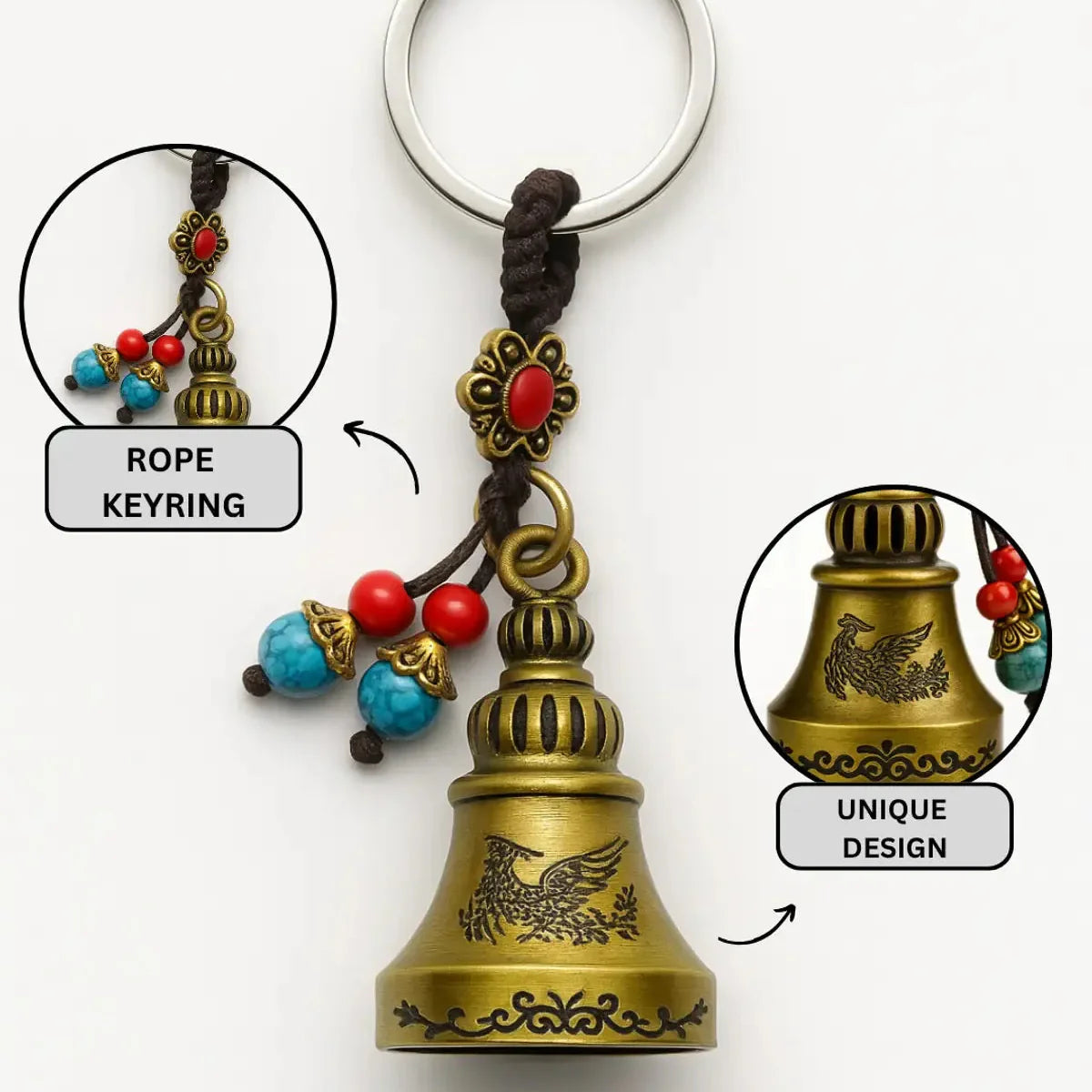 Boho Rider Beaded Chime Bell Keyring - KawaiWorld