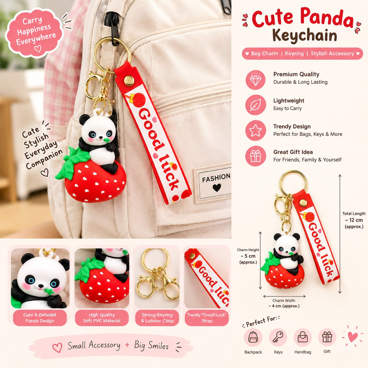 Sweet Treat Panda: Fruit Series 3D Keychain