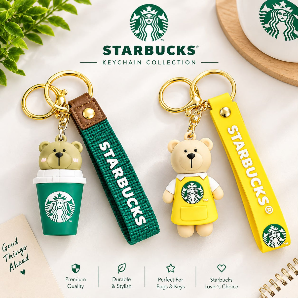 Starbucks Barista Bear 3D Silicone Keychain
