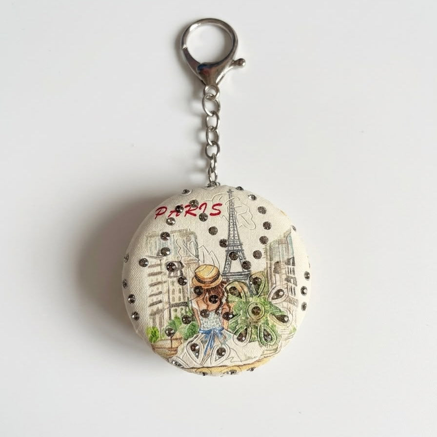 Parisian Romance Pocket Mirror Keychain