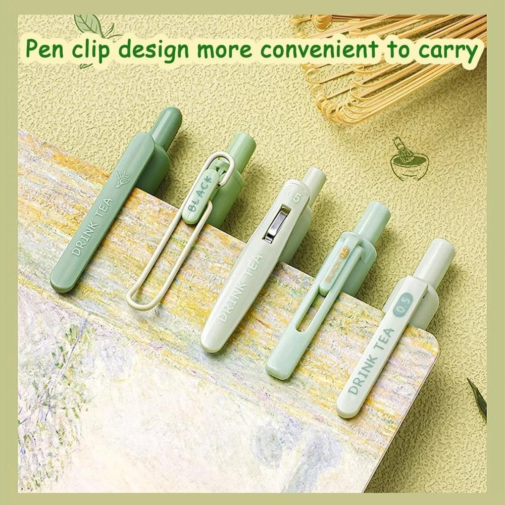 Zen Tea Cloud Grip Aesthetic Gel Pen Set