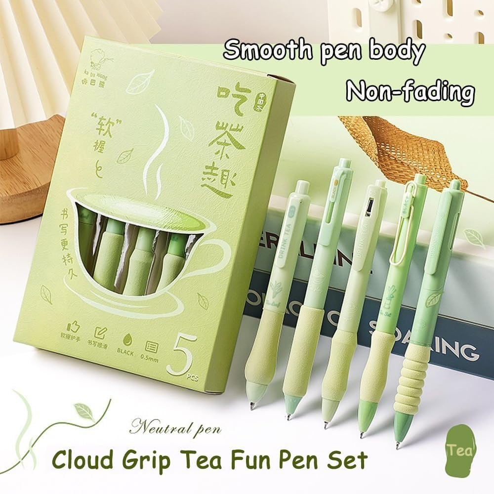 Zen Tea Cloud Grip Aesthetic Gel Pen Set