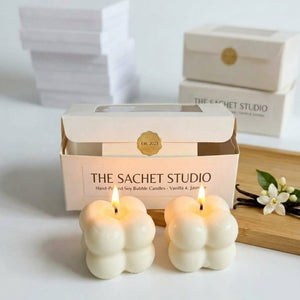 Artisan Ivory Cube Bubble Candle