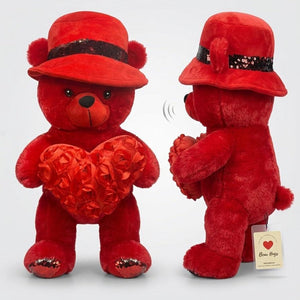 Aesthetic Red Love Bear Plush Toy - KawaiWorld
