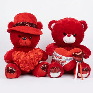 Aesthetic Red Love Bear Plush Toy - KawaiWorld