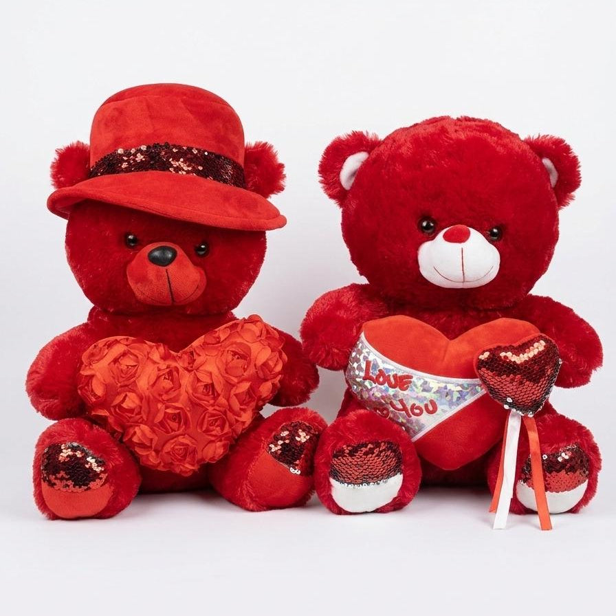 Aesthetic Red Love Bear Plush Toy - KawaiWorld