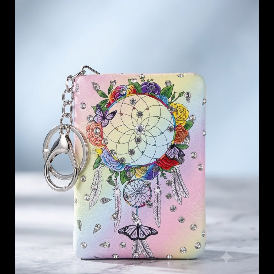 Designer Dreamcatcher & Butterfly Pocket Mirror Keychain