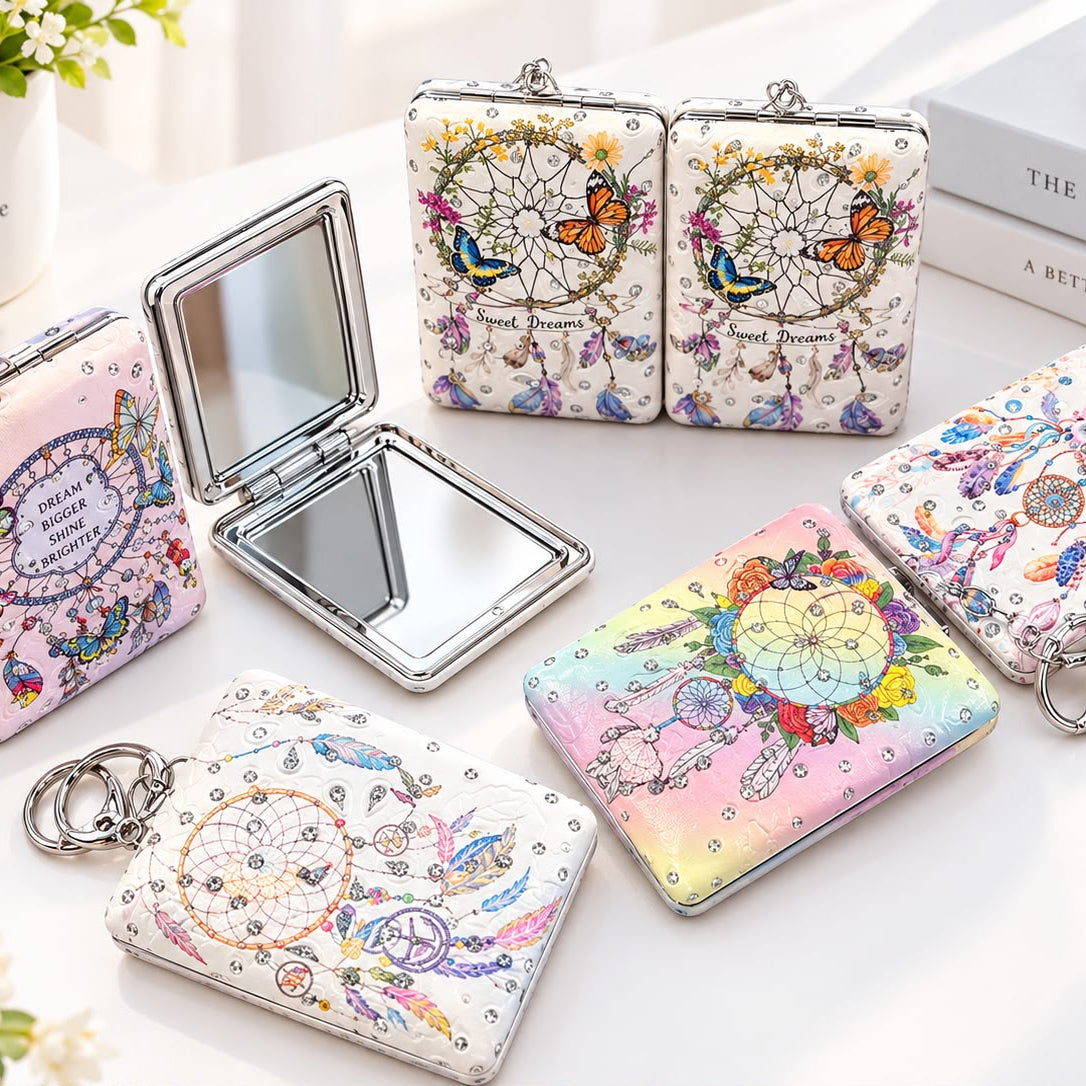 Designer Dreamcatcher & Butterfly Pocket Mirror Keychain