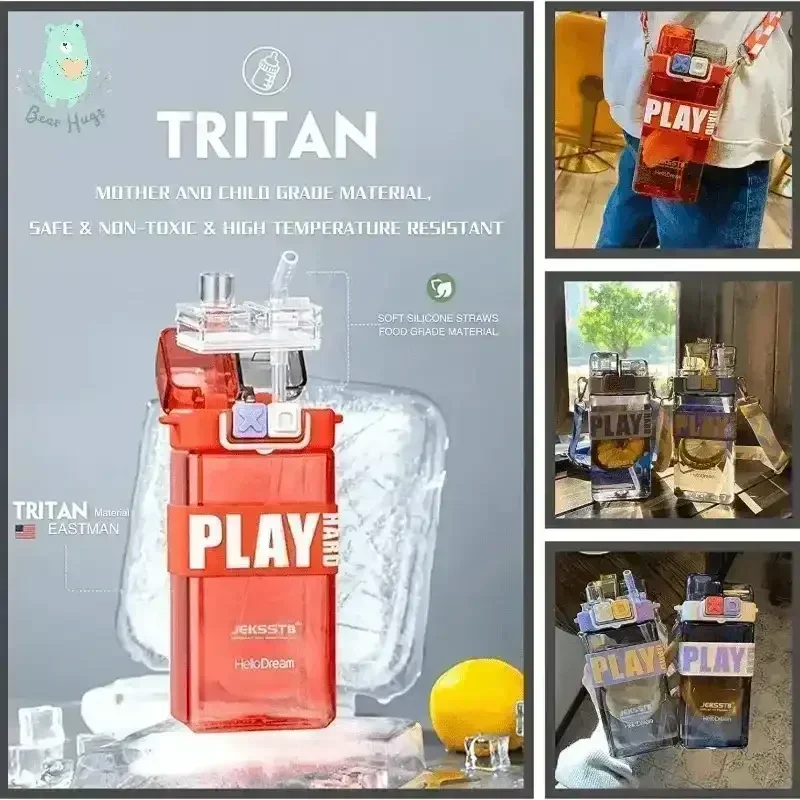2 in 1 Play Tritan Water Bottle (520 ml) - Bear Hugs