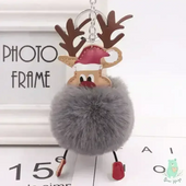Christmas Fawn Plush Ball Keychain - KawaiWorld