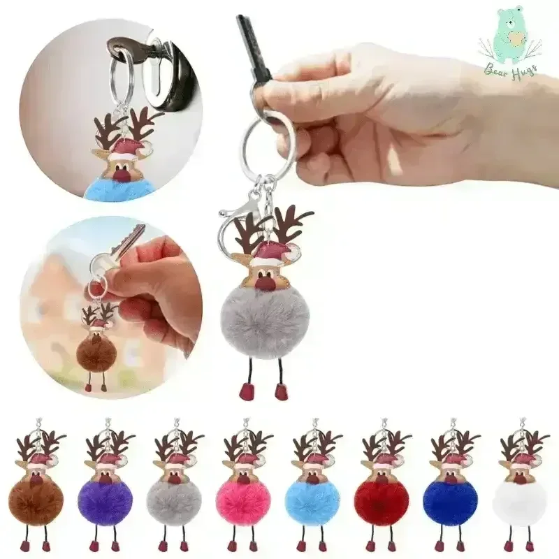 Christmas Fawn Plush Ball Keychain - KawaiWorld