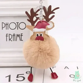 Christmas Fawn Plush Ball Keychain - KawaiWorld