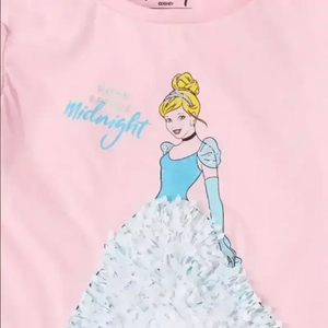Cinderella Graphic Print Crew-Neck T-shirt with Embellishments - KawaiWorld