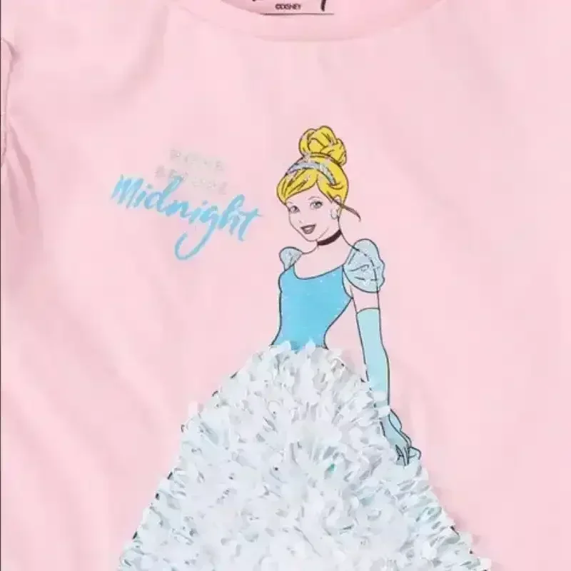 Cinderella Graphic Print Crew-Neck T-shirt with Embellishments - KawaiWorld
