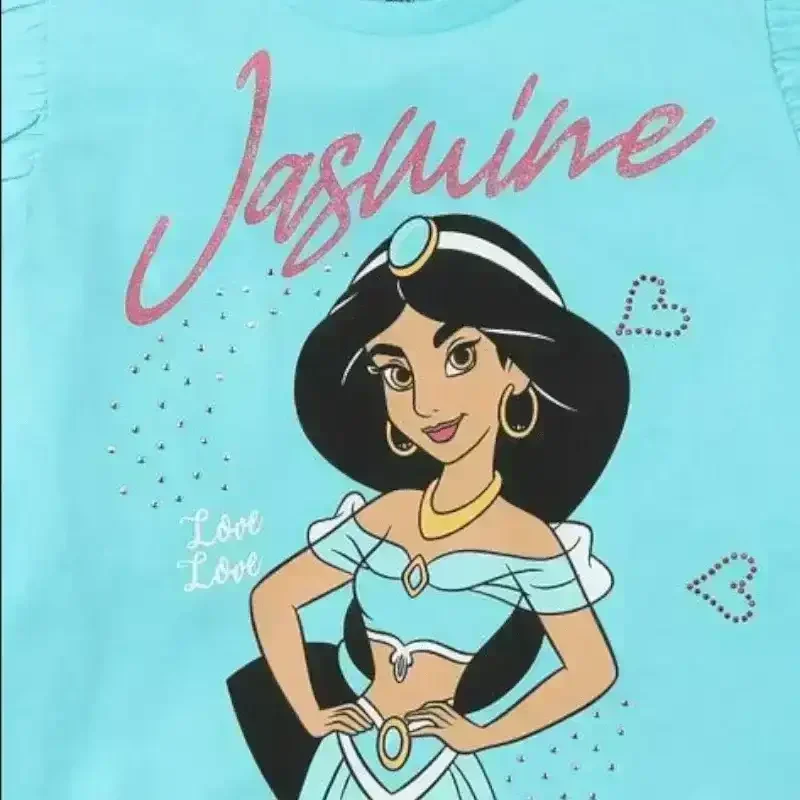 Jasmine Print Round-Neck T-shirt - KawaiWorld