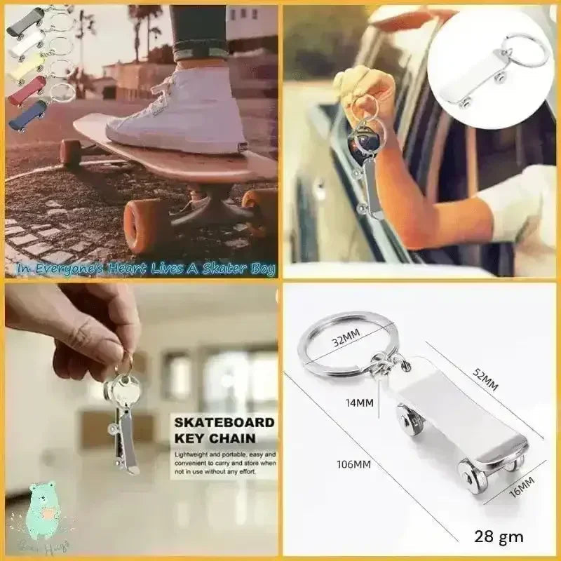 Rolling Radness Revolving Skateboard Keychain - KawaiWorld