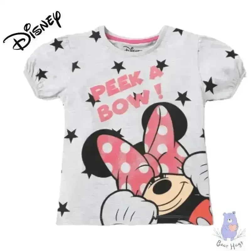Minnie Mouse Print Crew-Neck T-shirt - KawaiWorld