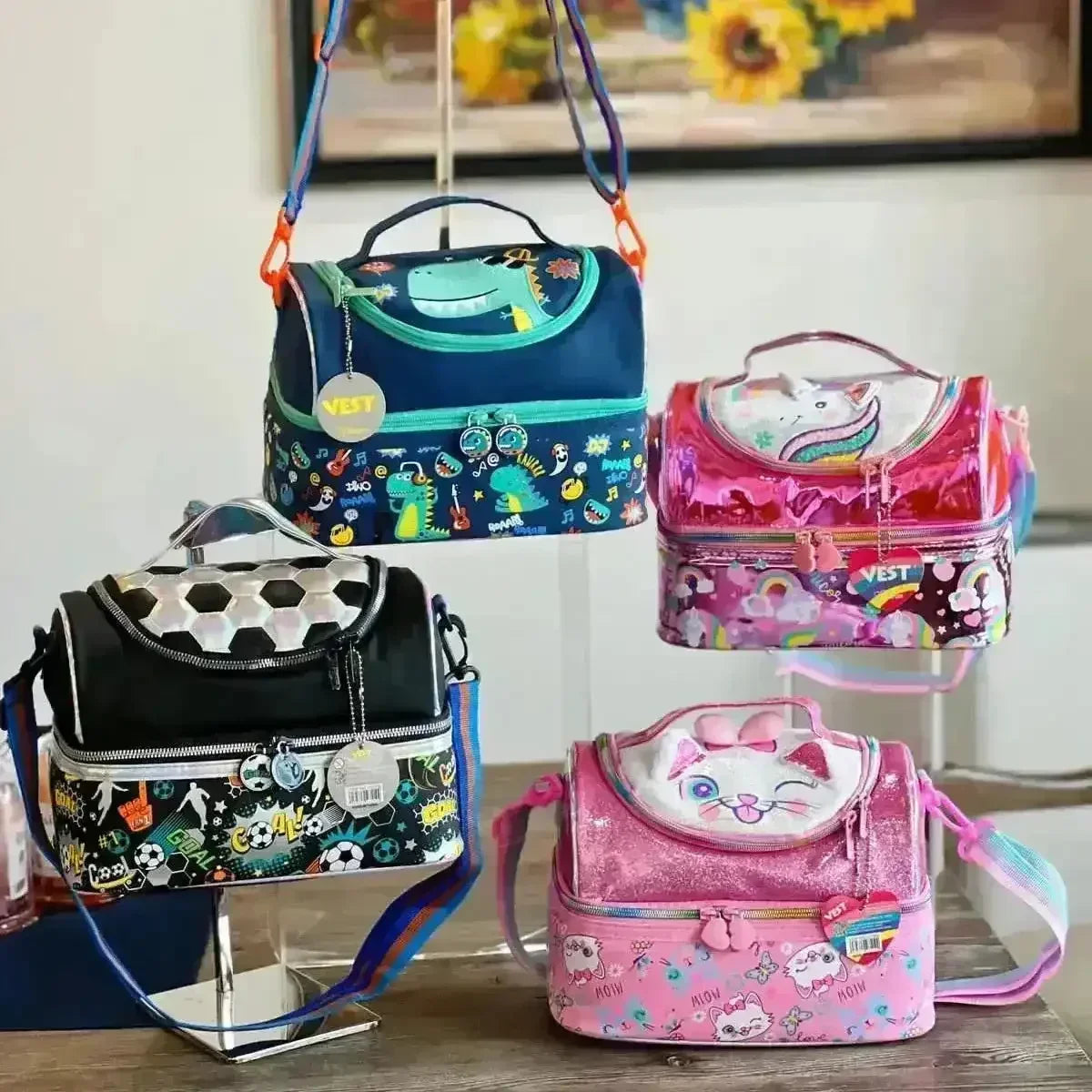 Premium Mid-Zip Double Decker Lunch Bag - Bear Hugs