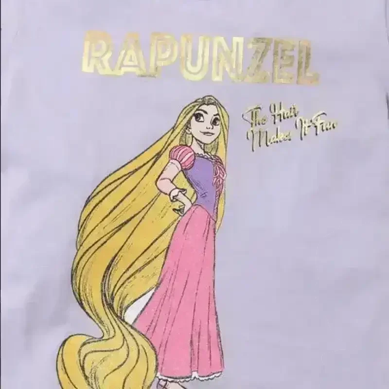 Rapunzel Print Round-Neck T-shirt - KawaiWorld