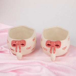 Pink Ribbon 3D Bow Ceramic Cup