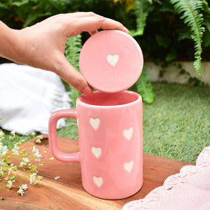 Little Hearts Plaid Ceramic Cup