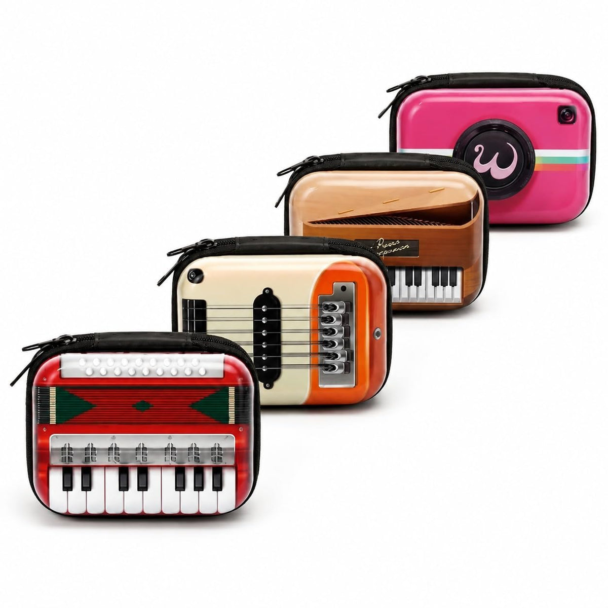 Retro Nostalgia Hard-Shell Mini Pouch & Earphone Organizer