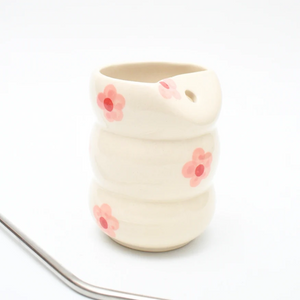Sweetheart Stackable Ceramic Tumbler with Steel Straw
