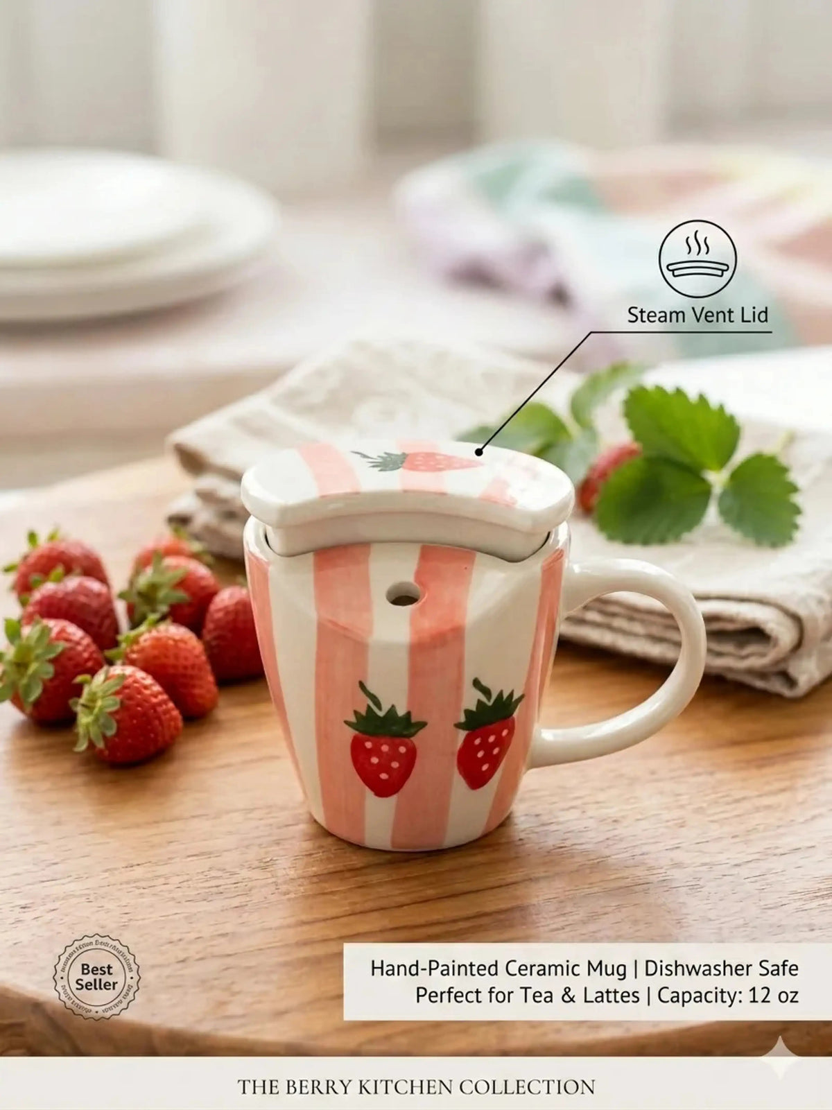 Sweet Berry Patch Lidded Ceramic Mug