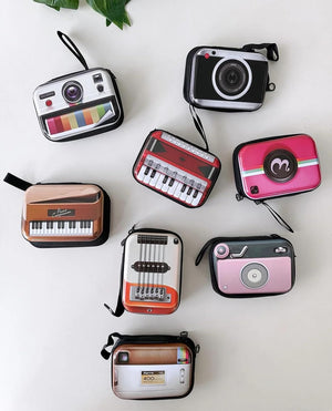 Retro Nostalgia Hard-Shell Mini Pouch & Earphone Organizer