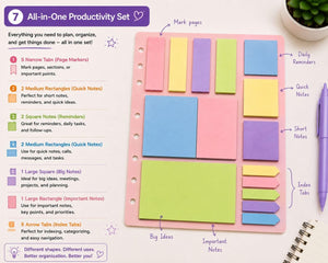 Rainbow Organizer Sticky Note for Students Set of 375 Sheets