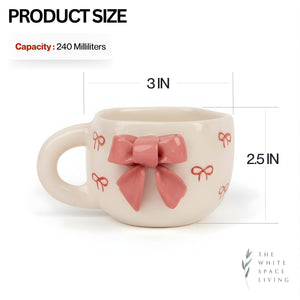 Pink Ribbon 3D Bow Ceramic Cup