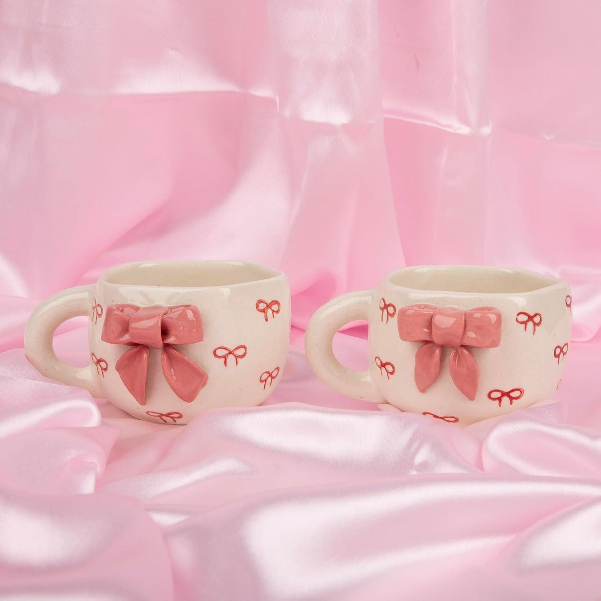 Pink Ribbon 3D Bow Ceramic Cup