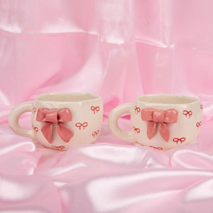 Pink Ribbon 3D Bow Ceramic Cup