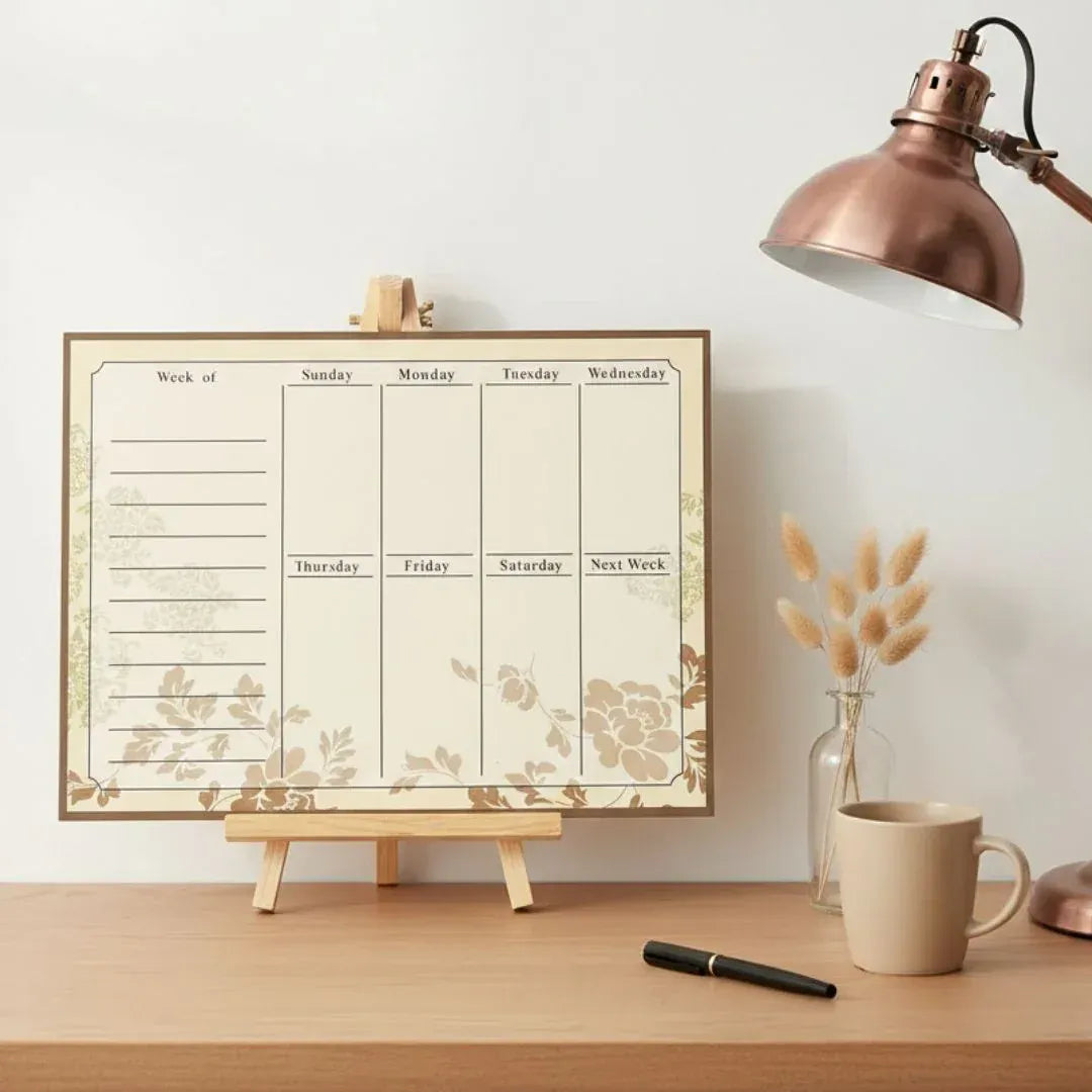A3 Floral Vintage Magnetic Planner - KawaiWorld