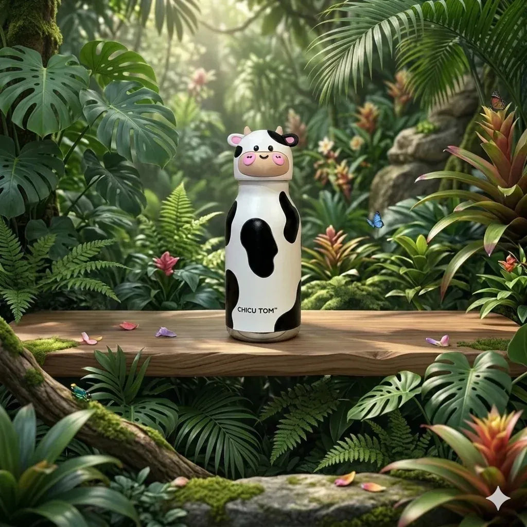 The Safari Friends Cute Cartoon Animal Insulated Water Bottle for Kids