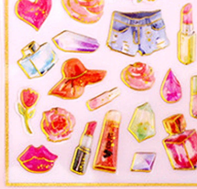 Parisian Glam Watercolor Sticker Sheets - KawaiWorld