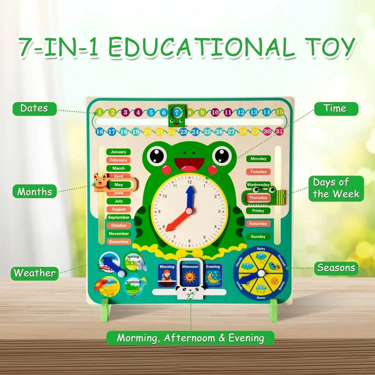 Frog Multifunctional 7-in-1 Calendar Clock - KawaiWorld