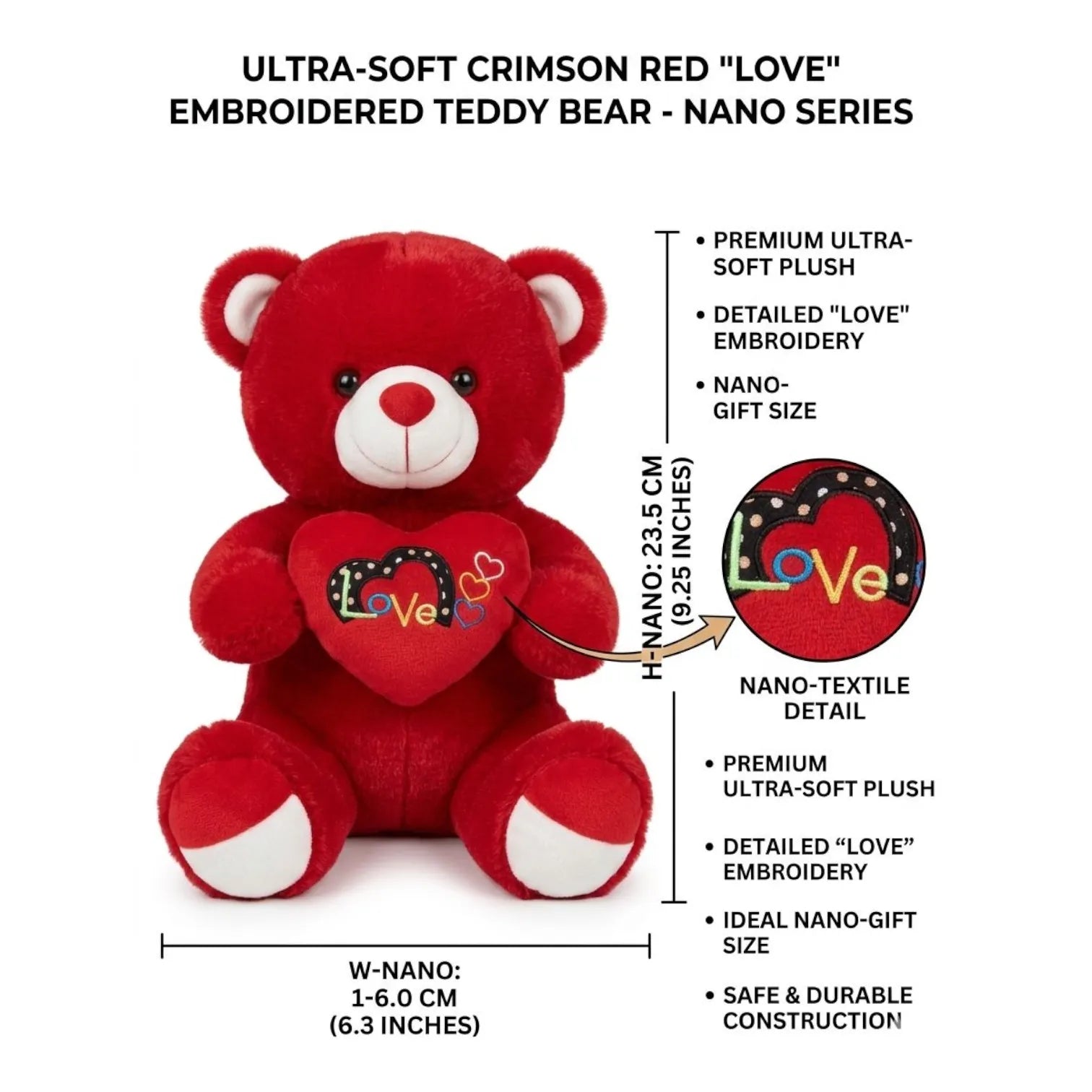 Crimson Love Teddy Bear Plush (40 cm) - KawaiWorld
