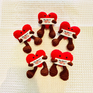 Handmade Positive Crochet Heart Keychain