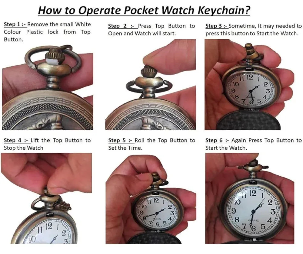Timeless Vintage Quartz Pocket Watch Keychain - KawaiWorld