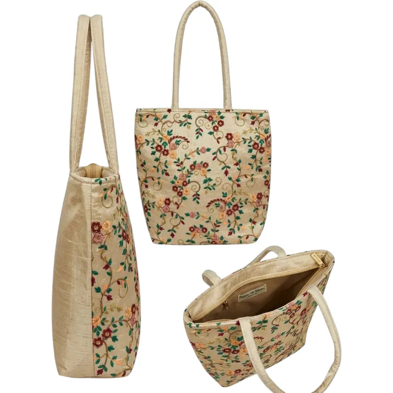 ThreadAura Ethinic Embroidery Carryall Tote - KawaiWorld