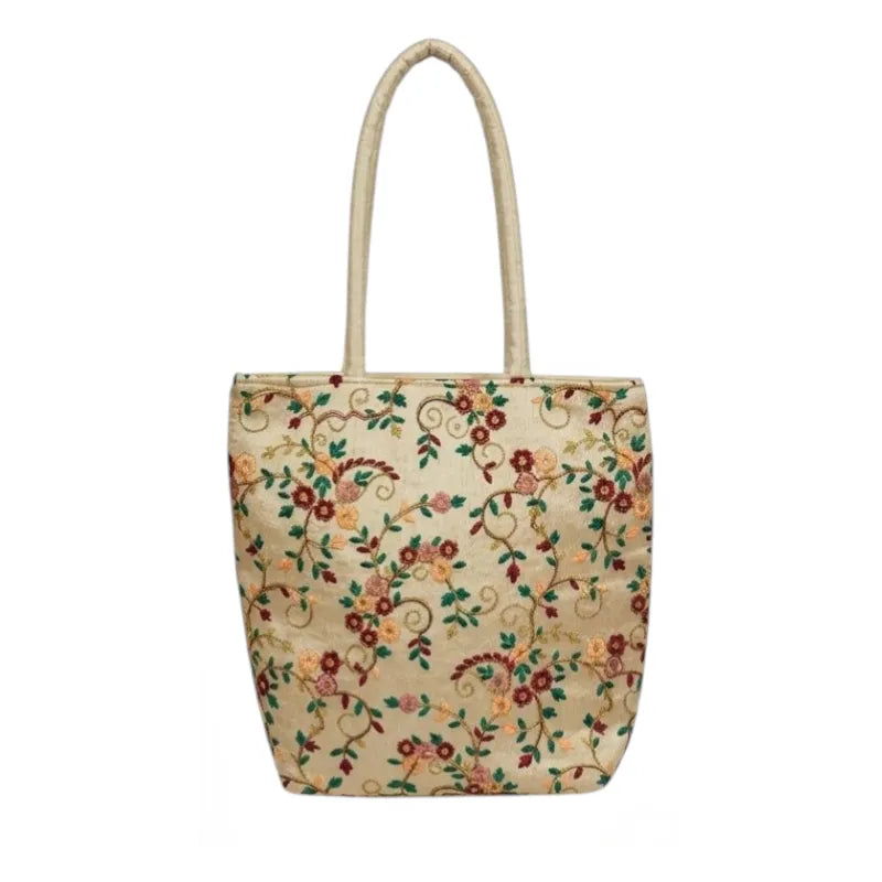 ThreadAura Ethinic Embroidery Carryall Tote - KawaiWorld