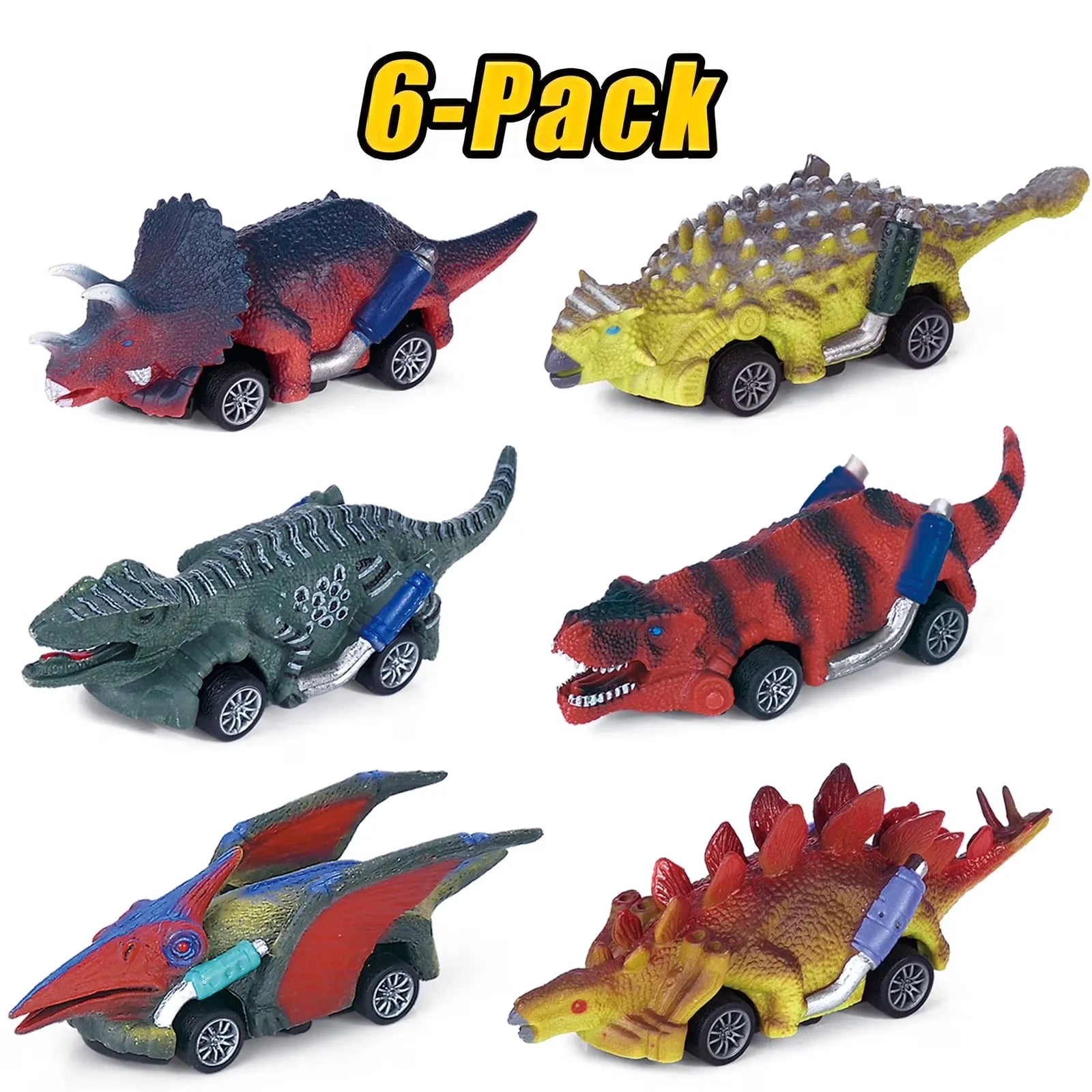Prehistoric Dinosaur Pull Back Cars (Set of 6) - KawaiWorld
