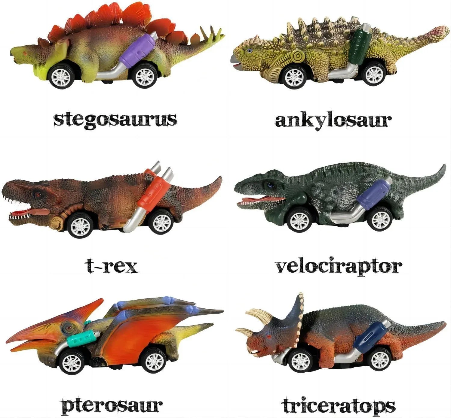 Prehistoric Dinosaur Pull Back Cars (Set of 6) - KawaiWorld
