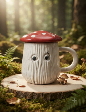 Woodland Mushroom Lidded Coffee Cup