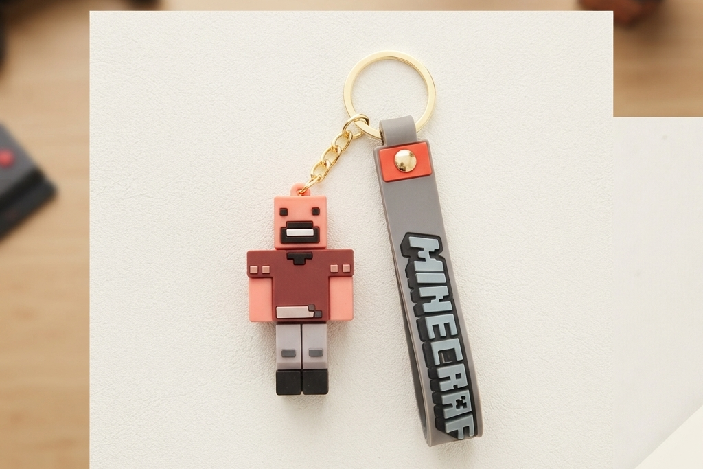 Minecraft Character 3D Silicone Keychain