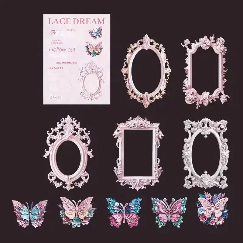 Lace Dream Frame Collage Sticker Pack (10 Pcs) - KawaiWorld